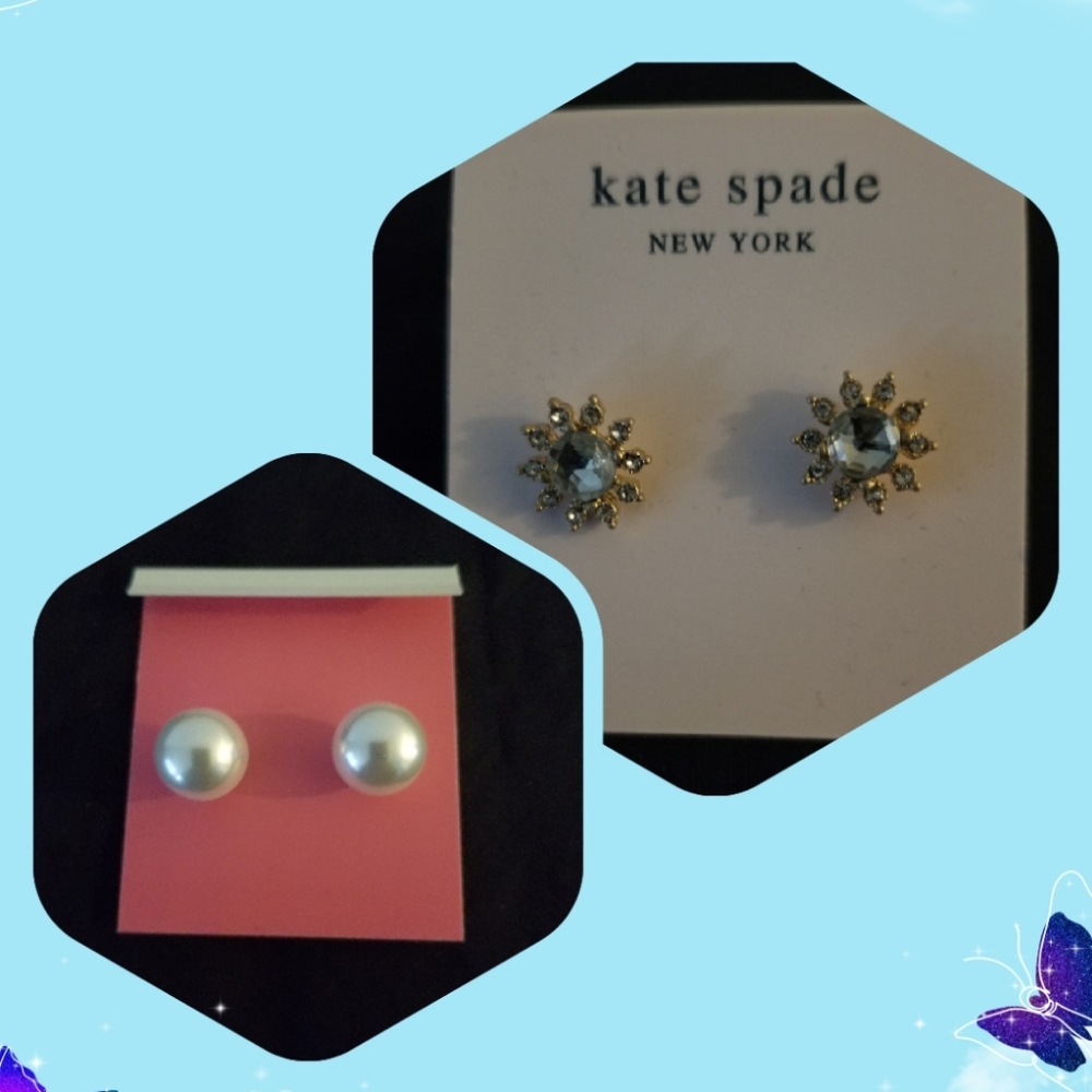 Kate Spade Pearl & CZ Double Side Earrings NEW